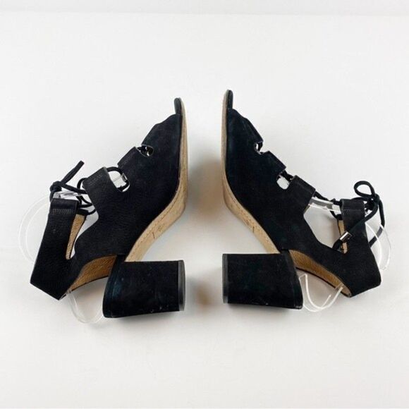 Antonio Melani Jessay Black Suede Leather Lace Up Block Heel Sandals Size 9.5 - Picture 7 of 14